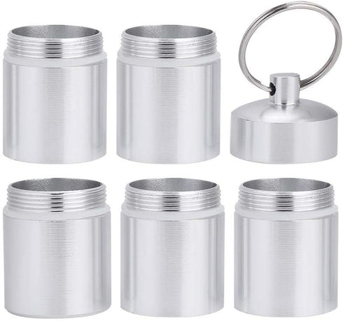 Drug Holder, Aluminum Alloy Waterproof Pill Key Chain Container with Key Ring for Outdoor Activities Daily Use Mountain Camping Camp Reception(6 Cases£©