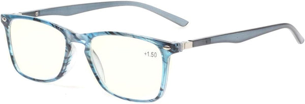 JOSCHOO Computer Reading Glasses, Blue Light Blocking Readers, Blue Stripe, 4.0