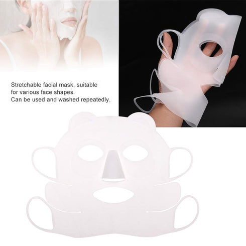Silicone Face, Reusable Ear-Hook Silicone Facial Cover Prevent Serum Evaporation Salon Beauty Tool
