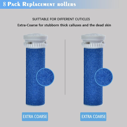 MOVELOVE 8 Pack Blue Replacement Roller Compatible with Scholl Express Pedi Foot Smoother-Extra Coarse