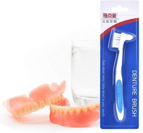 Y-Kelin Denture Retainer Cleaner Kit - Denture Cleaning Case with Denture Brush (Blue)