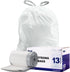 Plasticplace 13 Gallon Trash Bags, 1.2 Mil White Drawstring Garbage Can Liners, 24"x27, 100 Count