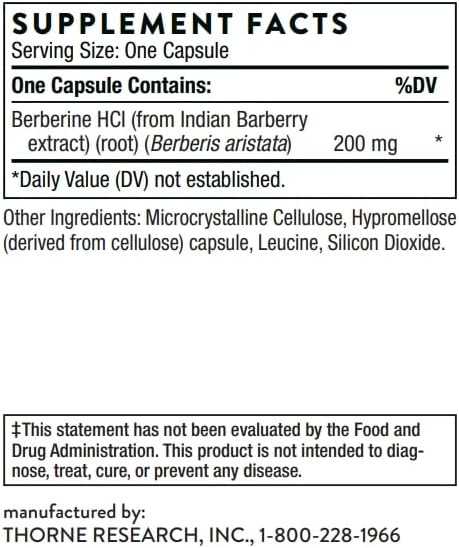 THORNE Berberine - 200 mg (Formerly Berbercap) - Supports Heart Function, Immune System and Gut Health - 60 Capsules