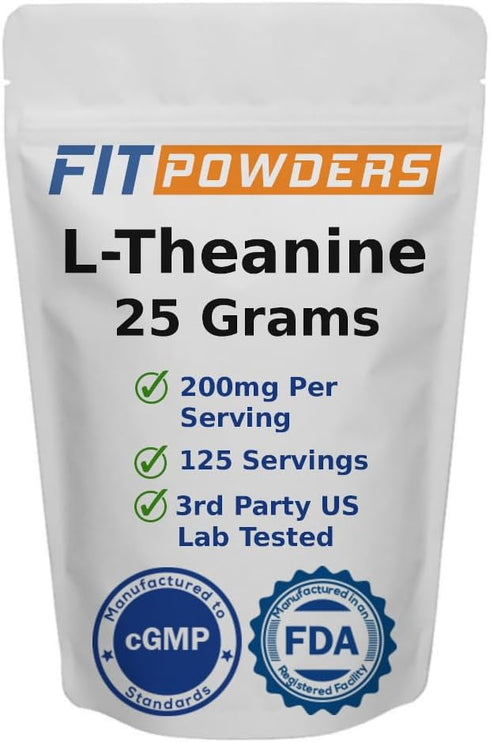 L-Theanine Powder 100% Pure, Non-GMO, Vegan, Gluten Free, Mood and Cognitive Supplement (25 Grams) with Scoop Included