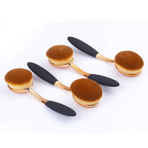 Large Round Toothbrush Oval Makeup Brushes Set, Rose Gold Foundation Contour, 4pcs