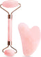 Gua Sha Facial Tools & Jade Roller Set, Face Gua Sha Tool, Ice Roller for Skin Care, Pink Gua Sha Stone Board Set
