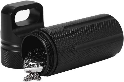 Keychain Container, Waterproof Airtight Pill Storage Case for Men and Women, Outdoor Travel Camping Tool (Black)