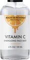 Vitamin-C Face Mist & Setting Spray, 4 Fl Oz for All Skin Types - Hyaluronic Acid, Aloe Vera & Rose Water