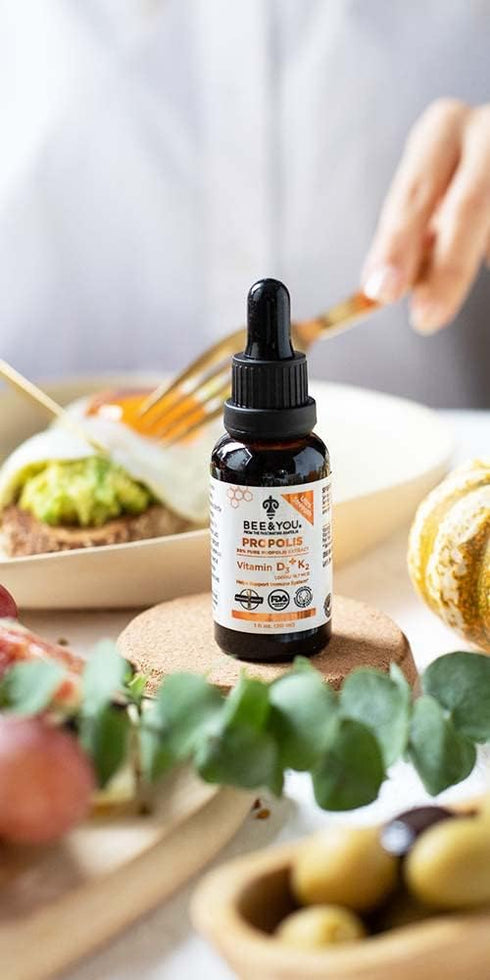BEE and You, 100% Natural Pure Propolis Extract, Vitamin D3 K2, Water Soluble Drops, High Potency, Immune Support Supplement, Antioxidants, Natural Detox, Keto, Paleo, Gluten-Free, 1 Fl Oz