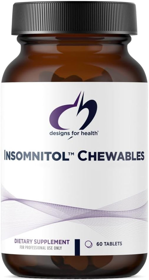 Designs for Health Insomnitol Chewables - Chewable Melatonin, 200mg L-Theanine, Vegan, 60 Tablets