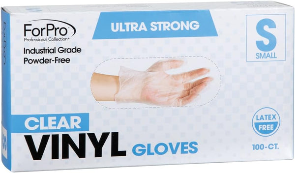 ForPro Disposable Vinyl Gloves, Clear, Industrial Grade, Powder-Free, Latex-Free, Non-Sterile, Food Safe, 100-Count,