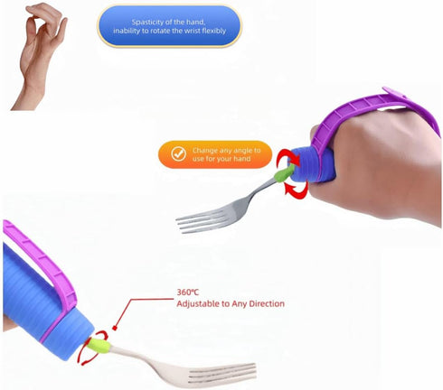 Set,Left Weakness,Arthritis,Stroke,Parkinson,360 Bendable Adaptive Utensils Spoons Forks and Right Handed, for Hand