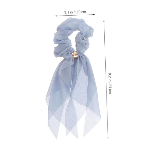 VALICLUD 8PCS Double Layer Bowknot Chiffon Hair Scarf Scrunchies - Elastic Ribbon Hair Ties for Women and Girls