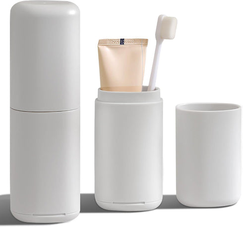 Portable Travel Toothbrush Case with Gargle Cup - Hard Shell Toothbrush Holder