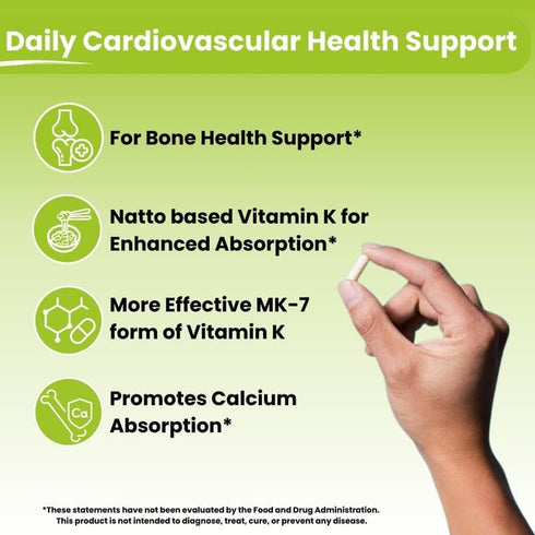 NutriZing K2 Vitamin Supplement MK-7 - High Strength 600mcg - 90 Vegan Capsules - Supports Bone & Arterial Health - 3