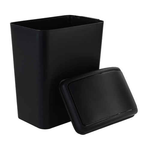 Plastic Trash Can with Swing Lid | 4.2 Gallon | Black | 1 Pack