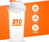 310 Nutrition Protein Shaker Bottle, Meal Replacement Blender Cup for Mixing Protein Powders, Clear w/White Lid