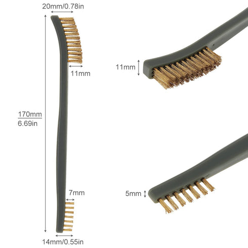 OriGlam Mini Wire Brush Set, Handy Steel/Nylon/Brass Brush for Cleaning Paint, Dirt, Welding Slag, Rust