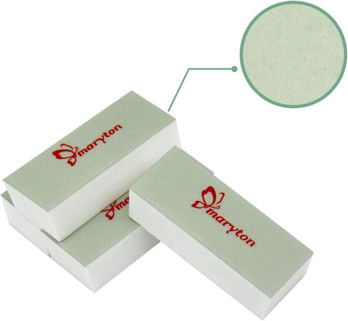 Maryton Mini Nail Buffer Blocks, Disposable Buffers Kit - Green Side for Buffing, White Side for Shining, 36 Count