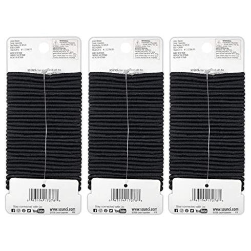 Scunci Effortless Beauty Large No-Damage Elastics, 90 Pieces, 4 MM
