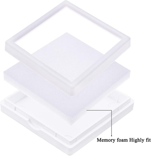 BENECREAT 6Pcs White Gemstone Display Box with Clear Window, Gift Boxes for Jewelry, Diamond Packing (2.8"x2.8"x0.8")
