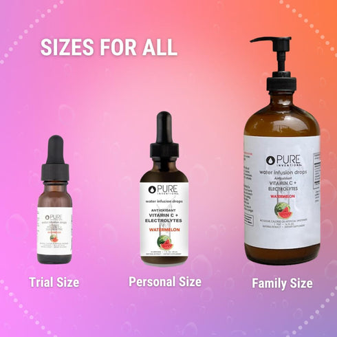 Pure Inventions Antioxidant Vitamin C + Electrolytes - Watermelon Flavored Water Infusion Drops, No Sugar or Calories