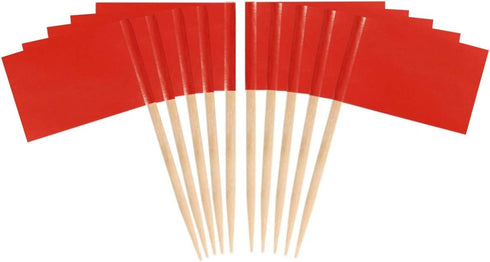 JAVD CYPS 100 Pcs Color Toothpick Flag (Red) - Blank Toothpick Flags for Fruit Cheese Markers