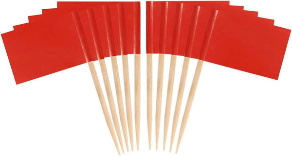JAVD CYPS 100 Pcs Color Toothpick Flag (Red) - Blank Toothpick Flags for Fruit Cheese Markers