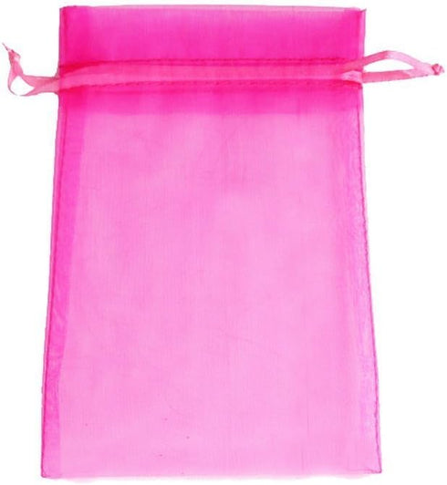 ATCG 100pcs 8x12 Inches Large Drawstring Organza Bags for Decoration, Wedding Party Favors (Hot Pink)
