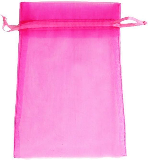 ATCG 100pcs 8x12 Inches Large Drawstring Organza Bags for Decoration, Wedding Party Favors (Hot Pink)
