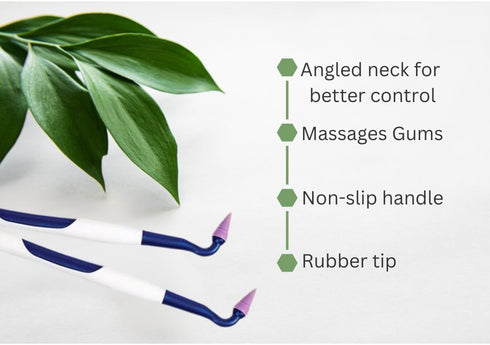 Gum Stimulator - Rubber Tip Dental Plaque Remover Tool, Bundled with Travel Zipper Pouch (3 Pack Total)