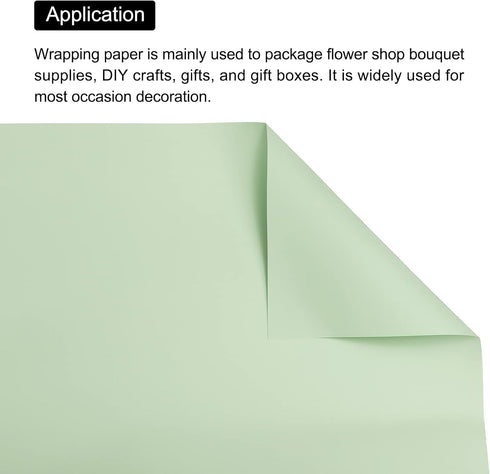 MECCANIXITY 10 Pcs Flower Wrapping Paper, 22.8x22.8 Inch Waterproof Florists Wrapping Paper for DIY Crafts, Light Green