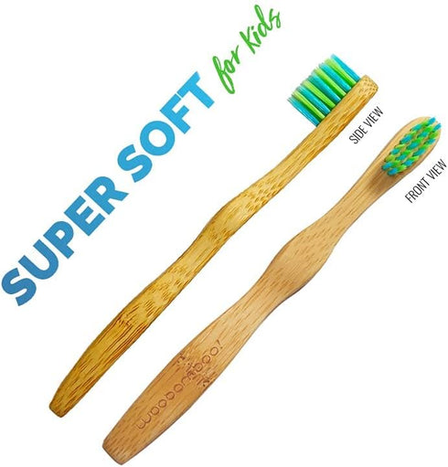 Woobamboo! Kid's Bamboo Toothbrush - Super Soft BPA Free Nylon Bristles, Eco-Friendly, Biodegradable, Compostable,
