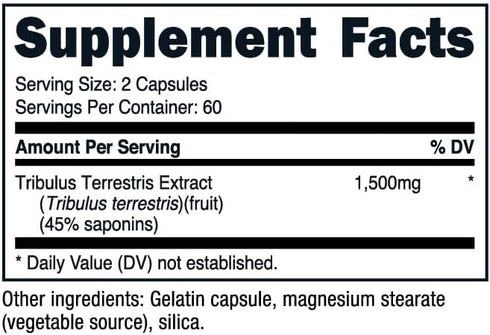 Nutricost Tribulus Terrestris Extract 1500mg, 120 Capsules - Non GMO & Gluten Free, 60 Servings (750mg Per Cap)