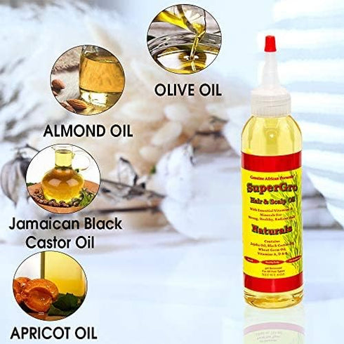 SuperGrow Hair and Scalp Oil 4oz-SuperGro Hair & Scalp Oil for Nourishing, Moisturizing, Shining, Lightweight Oil Blend for Dry Scalp