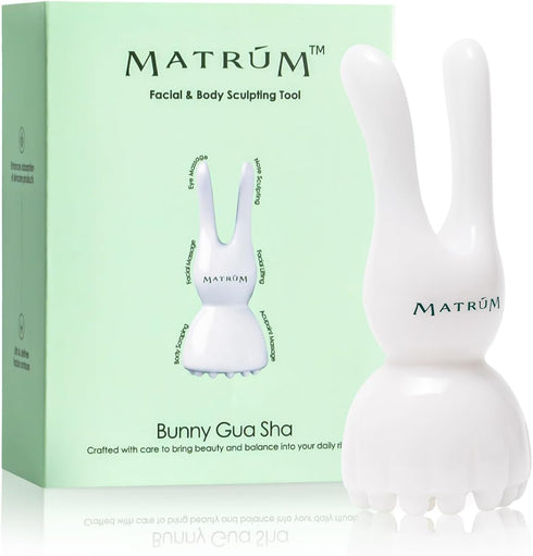 Reset Set Mental & Tension Relief Essential Oil Duo with Bunny Gua Sha Tool, Wood & Metal Roller for Focus & Emotional