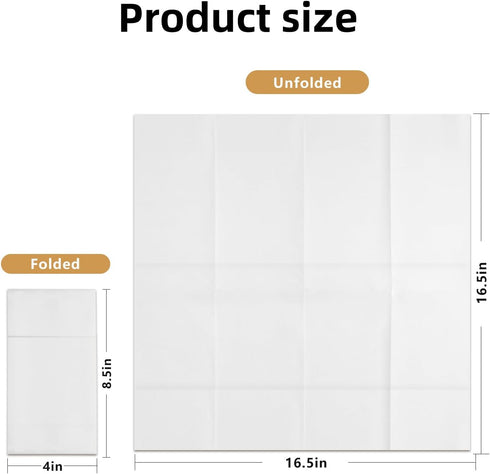 KAMMAK White Cloth Like Dinner Napkins, Disposable Thick Paper Napkins with Pre-Folded Silverware Pocket, 100 Pack