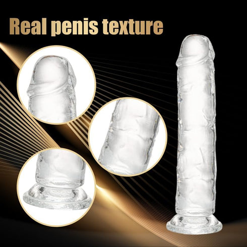 Yoshimoji 7.3 Inch Realistic Dildo Adult Sex Toys, Clear Dildos with Suction Cup for Hands-Free G Spot & Anal Play