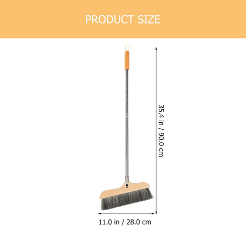 DOITOOL Outdoor Broom for Floor Cleaning, 2PCS 35 Inch House Brooms for Sweeping Indoor Soft Bristle Broom (Black)