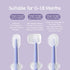 PandaEar 3 Pack Silicone Baby Toddler Toothbrushes, 0 to 18 Months, Baby Tongue Cleaner + U-Shaped Scrubber