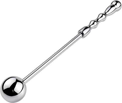 PIDOIM Stainless Steel Dildo Massage Wand, Handheld Anal Probe Metal Anal Butt Plug Masturbation Pleasure Stick Anus