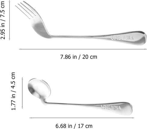 Healvian 3pcs Adaptive Utensils Set, Left Handed Grip Forks and Spoon for Hand Tremors, Built Up Handicap Utensils for