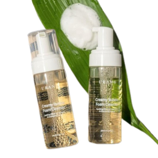 URANG Creamy Bubble Foam Cleanser 5.07 Fl Oz, COSMOS NATURAL Certified Vegan Face Wash