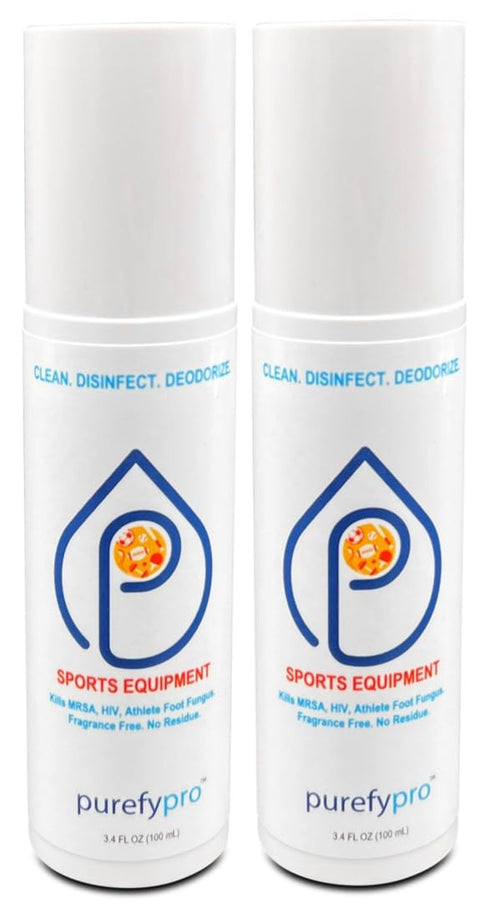 Purefypro Sports Equipment Disinfectant Spray - (3.4oz, 2pk) TSA Travel Size, Kills 99.9999% Viruses and Fungi