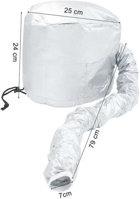 Portable Soft Hair Drying Bonnet with Adjustable Attachment for Hand Held Hair Dryer, Silver