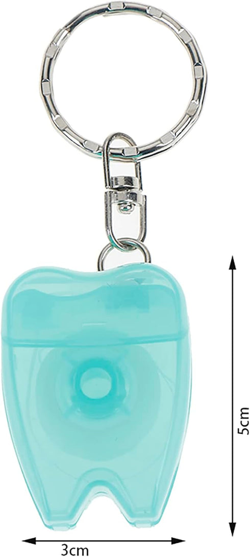 WINSIUUU Portable Dental Floss Keychain, 8Pcs Mint Dental Teeth Floss with Flat-Line Design for Oral Care Hygiene