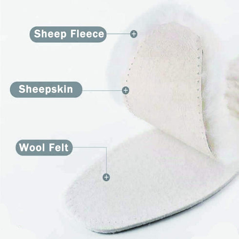 Bacophy 2 Pairs Genuine Thick Sheepskin Fleece Insoles for Women, Premium Warm Wool Replacement Cozy Soles