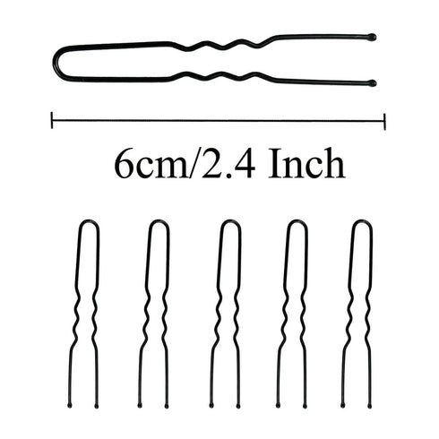 YINGFENG 330 Count U Shaped Hair Pins: 2.4 inch Black Bun Pins for Women and Girls with Storage Box, Hair Accessories