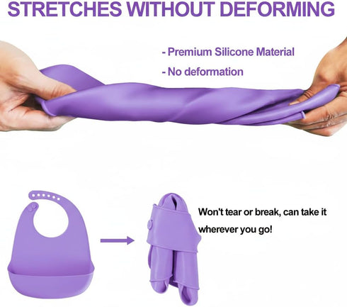 Silicone Adult Bib, Adjustable and Washable Bib for Men & Women, Waterproof for Elderly with Crumb Catcher