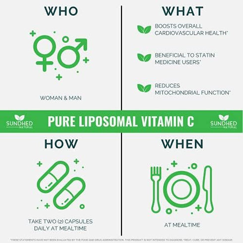 Pure Liposomal Vitamin C - 1200mg Immune System & Collagen health Booster, Helps Anti Aging Skin Vitamins, Sodium Ascorbate, Sunflower Lecithin, Lypo Spheric - 60 capsules